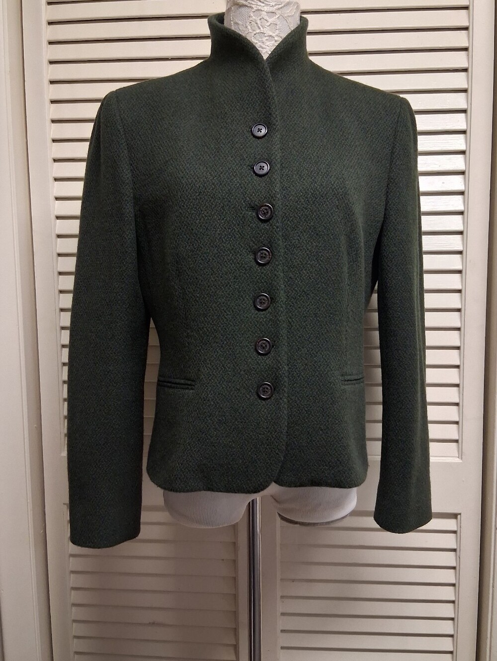 Vintage Ralph Lauren Lauren Dark Forest Green Textured Jacket - Picture 3 of 16